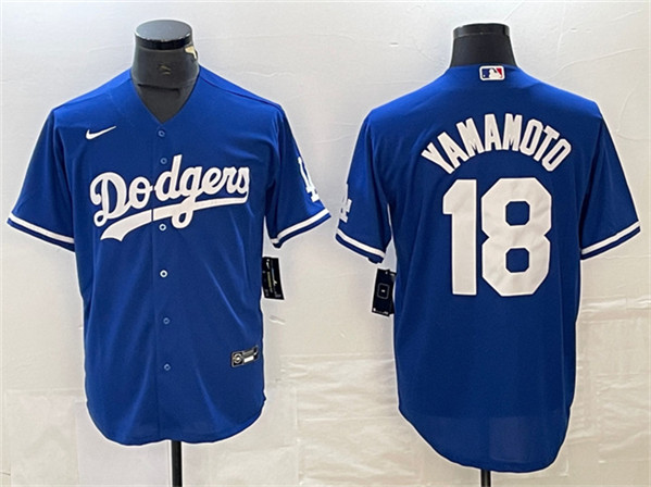 Los Angeles Dodgers #18 Yoshinobu Yamamoto Blue Cool Base Stitched Jersey